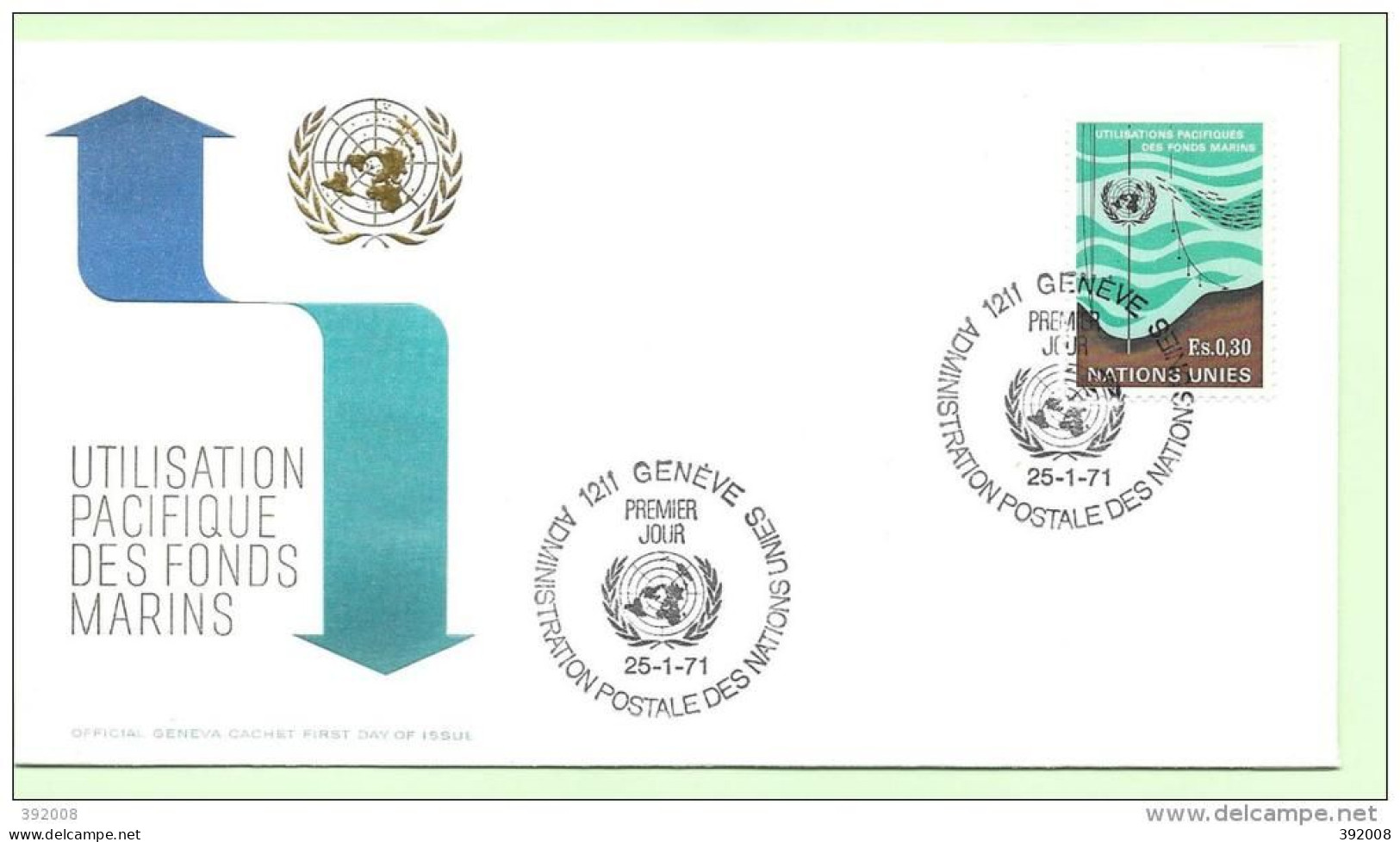 1971 - 15 - Utilisations Pacifiques Des Fonds Marin - 1 - FDC