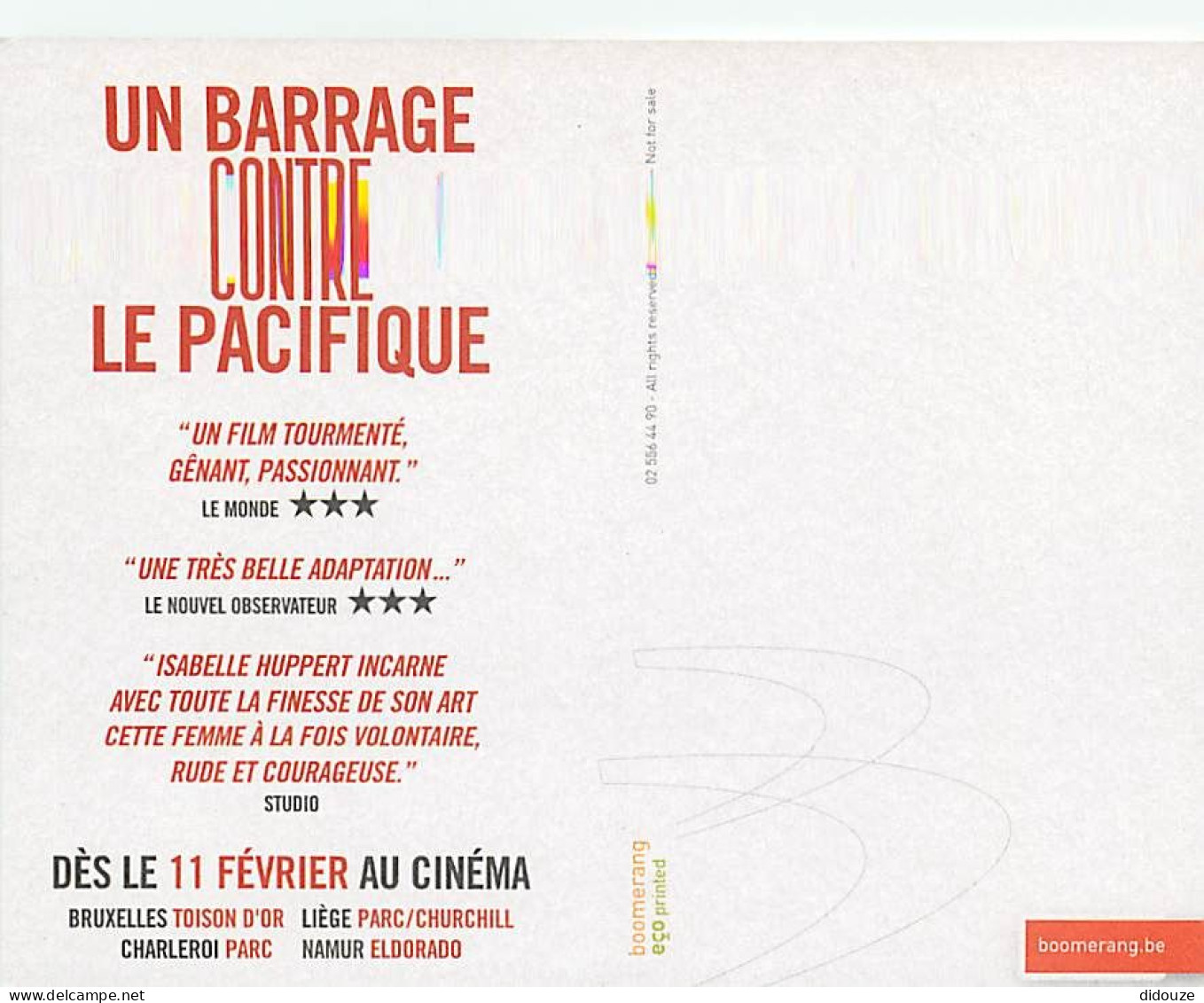 Cinema - Affiche De Film - Un Barrage Contre Le Pacifique - Isabelle Hupert - Carte Neuve - CPM - Voir Scans Recto-Verso - Affiches Sur Carte