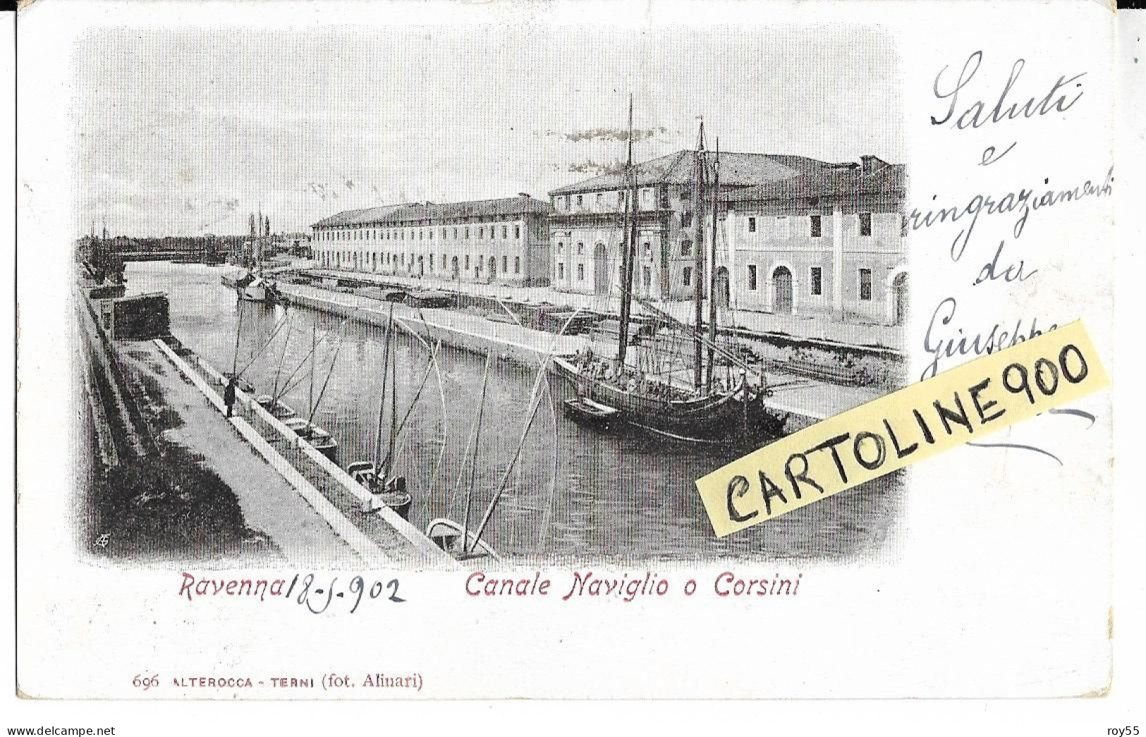 Emilia Romagna-ravenna Canale Naviglio O Corsini Veduta Canale Barche Fine 800  (f.picc./v.retro) - Ravenna