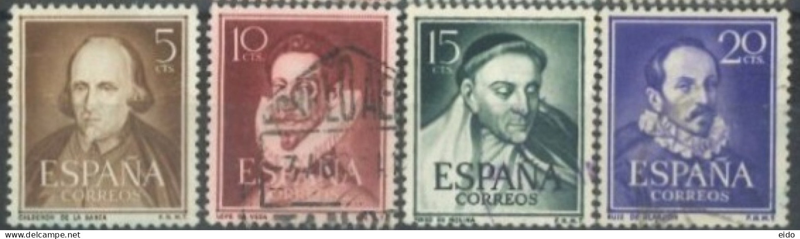 SPAIN,  1950/53, PERSONALITIES STAMPS COMPLETE SET OF 4, # 772/74, USED. - Used Stamps