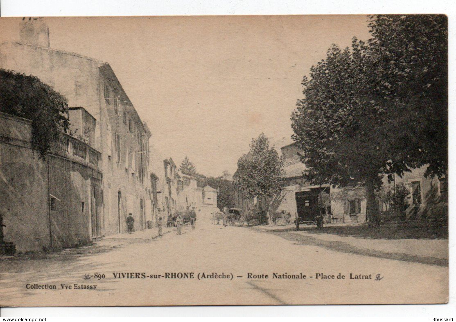 Carte Postale Ancienne Viviers Sur Rhône - Route Nationale. Place De Latrat - Viviers