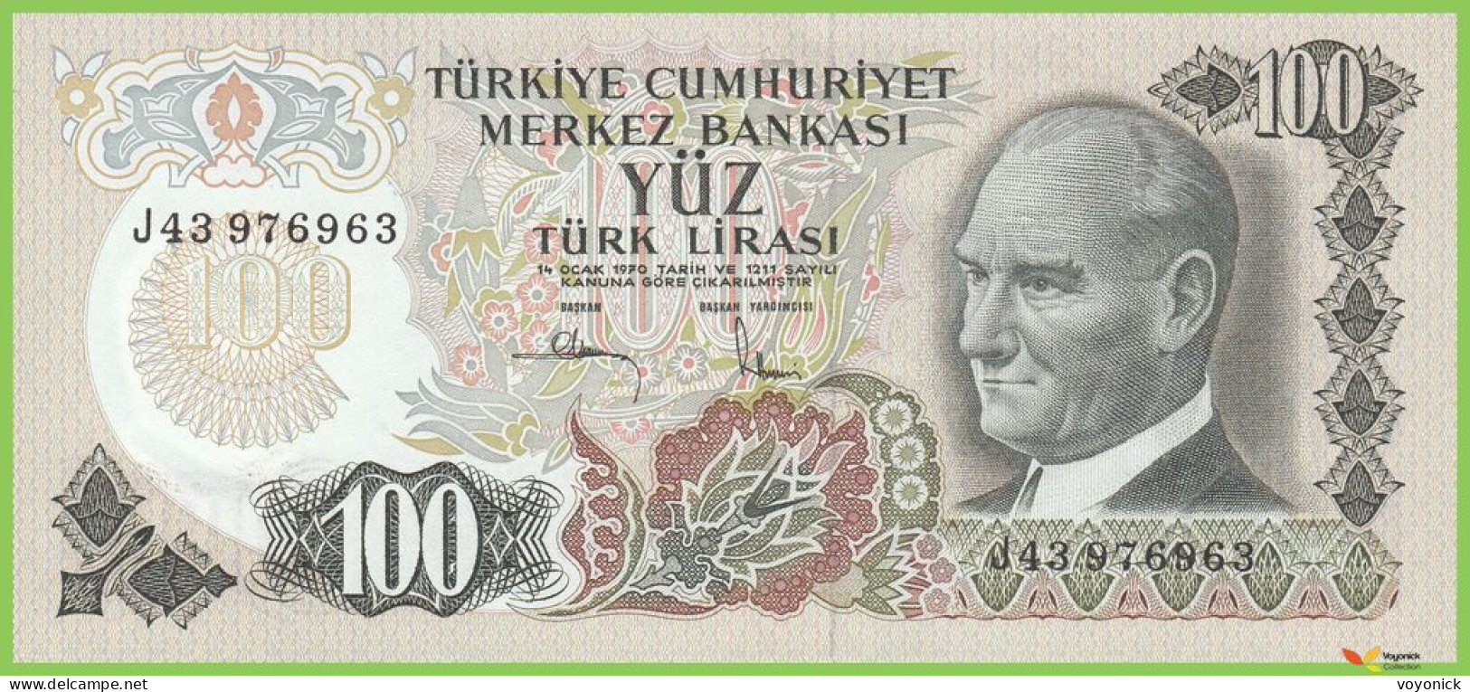 Voyo TURKEY 100 Lirasi L1970/1983 P189c B266d J43 UNC V - Türkei