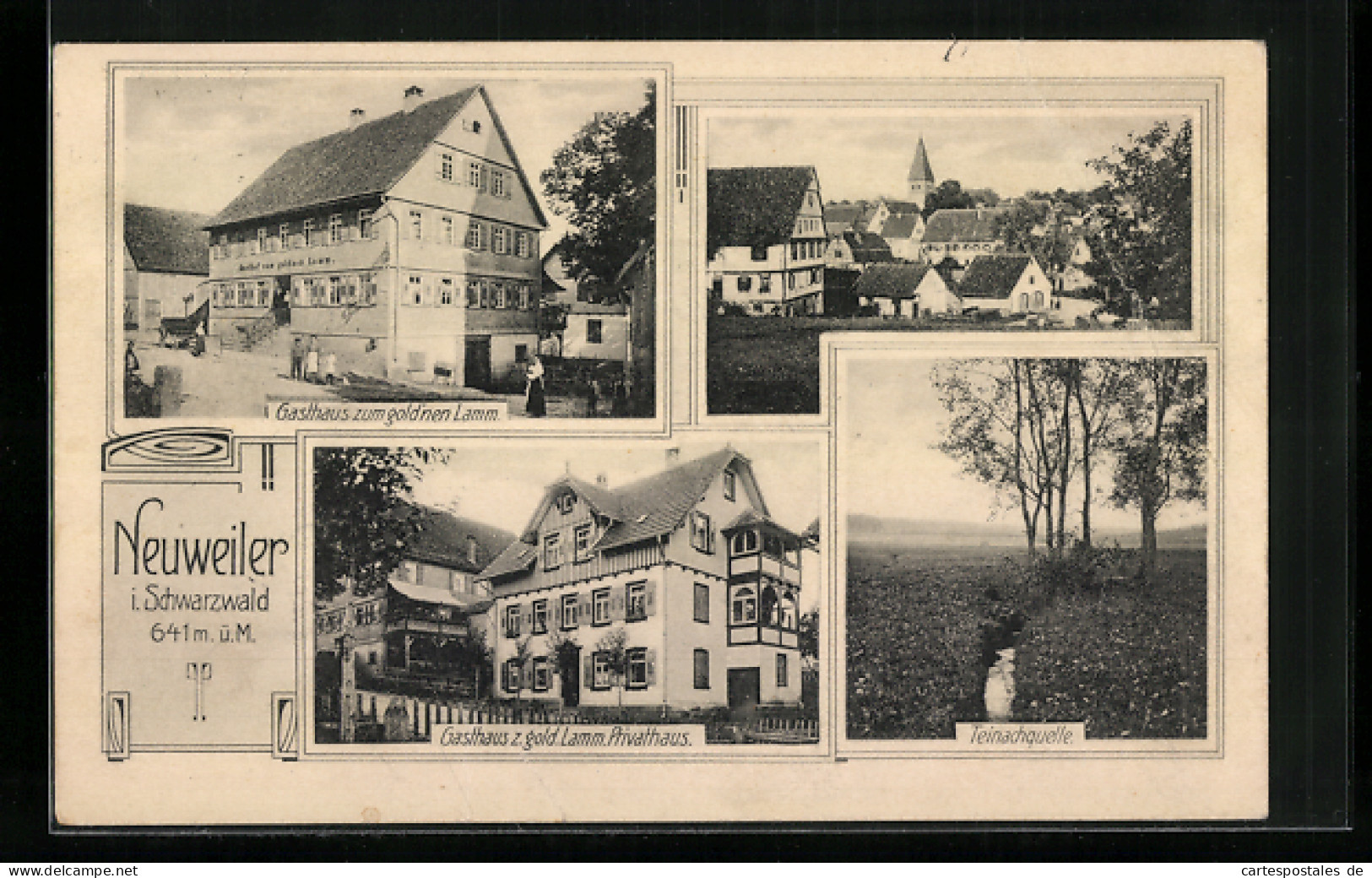 AK Neuweiler I. Schwarzwald, Gasthaus Zum Gold`nen Lamm, Privathaus, Teinachquelle  - Bad Teinach