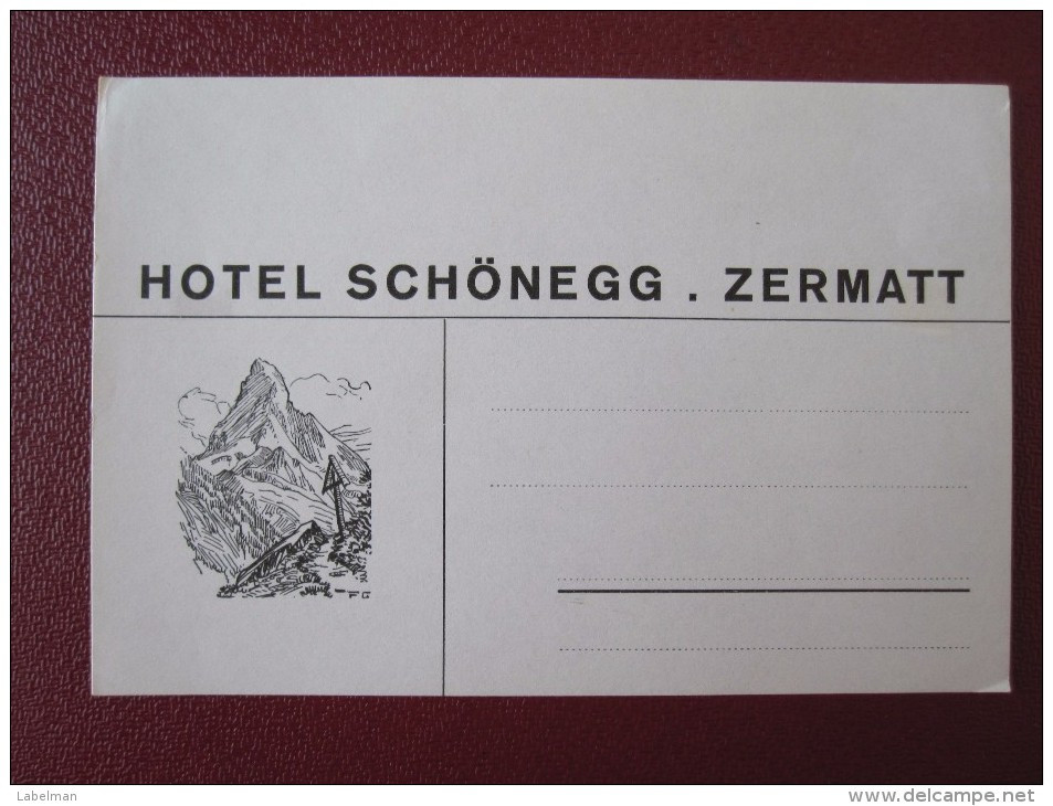 HOTEL GASTHOF KURHAUSE MOTEL SCHONEGG ZERMATT SUISSE SWITZERLAND SCHWEIZ STICKER DECAL LUGGAGE LABEL ETIQUETTE AUFKLEBER - Hotel Labels