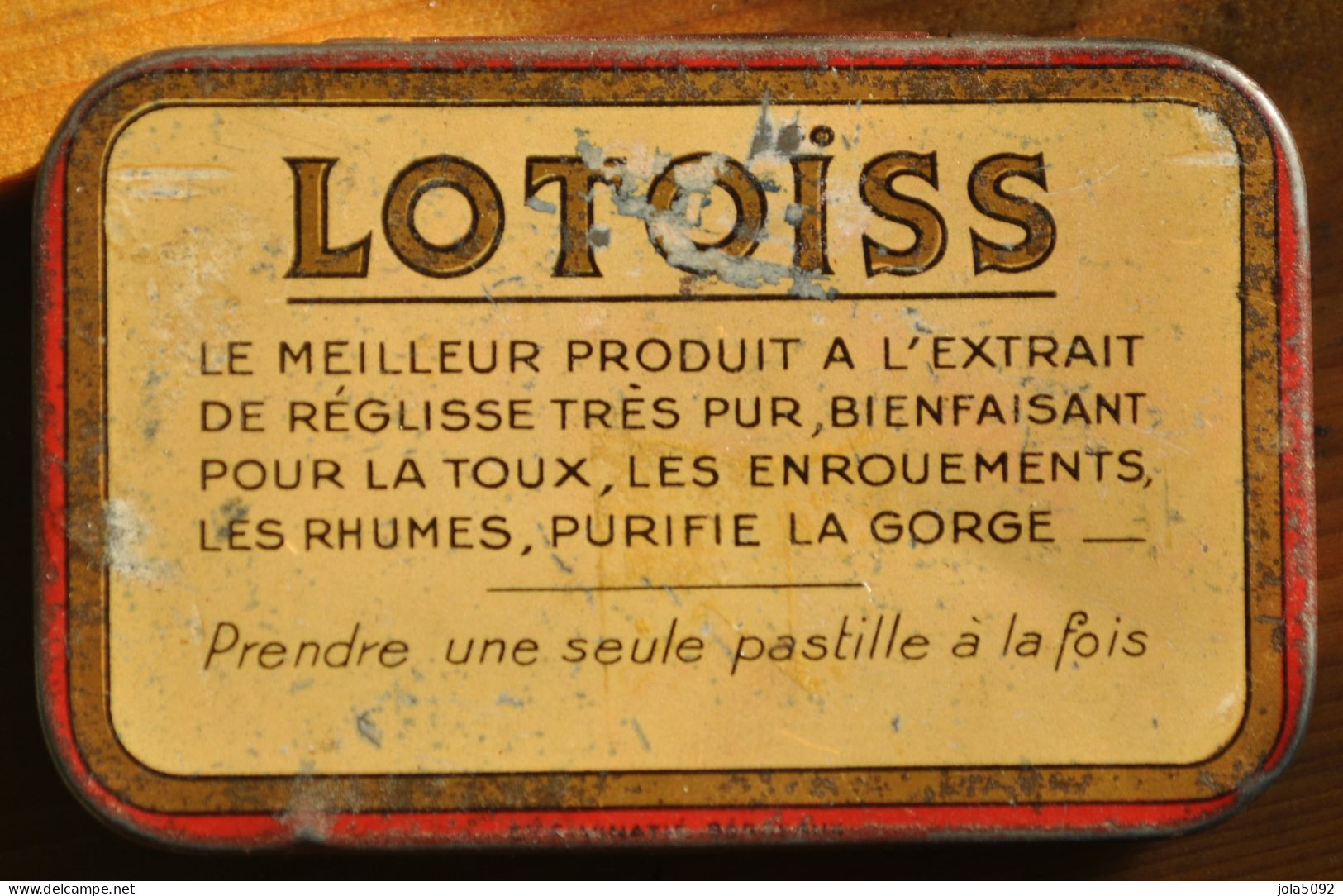 Ancienne Boite En Tôle Lithographiée Pastilles LOTOÏS - Extrait De Réglisse - Boîtes
