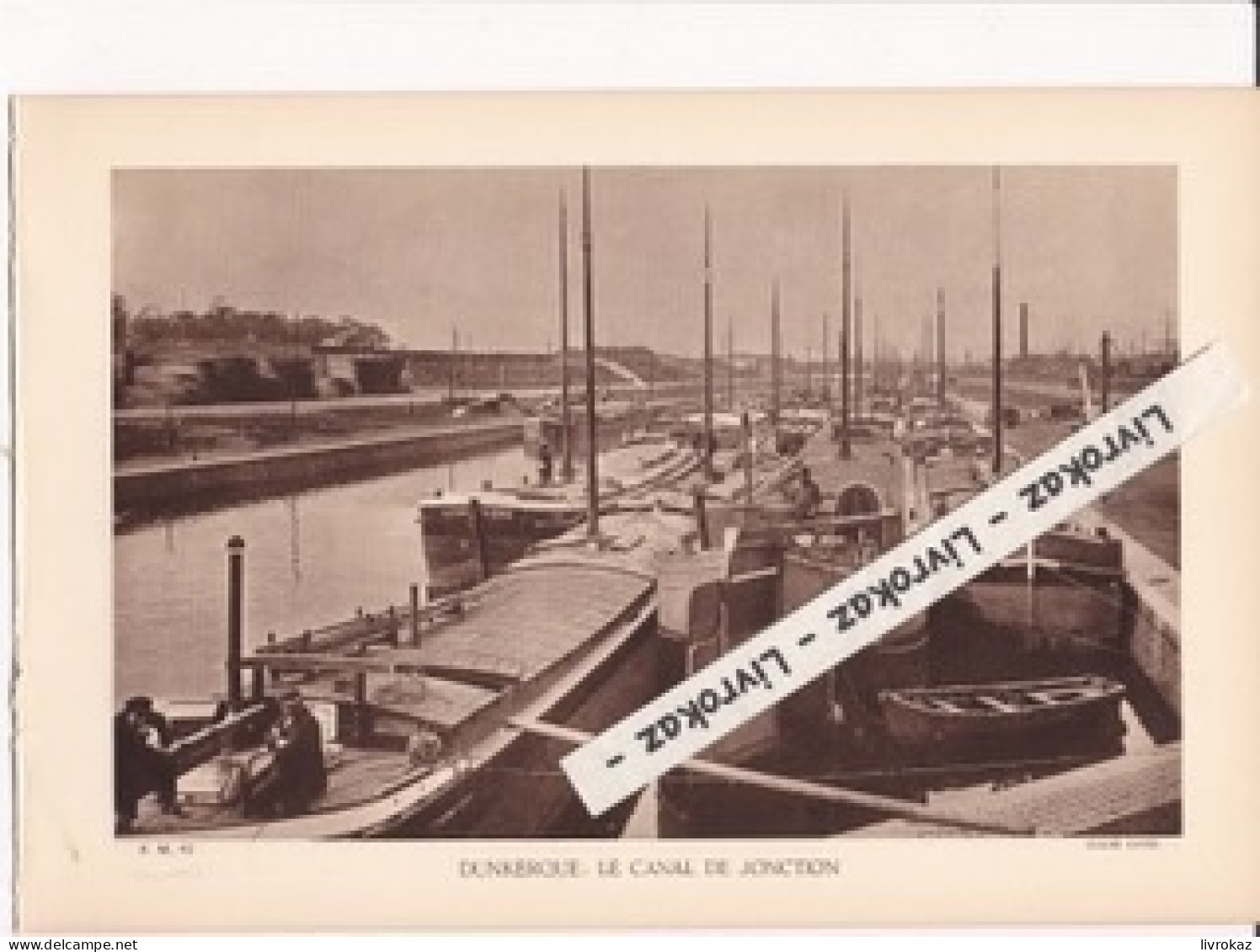Dunkerque (Nord) Le Canal De Jonction, Péniches, Photo Sépia Extraite D'un Livre Paru En 1933 - Non Classificati