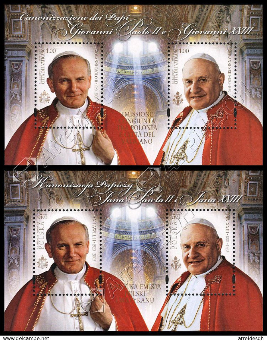 [Q] Poland-Vatican 2014: John Paul II & John XXIII Joint Issue, 2 S/S ** - Gemeinschaftsausgaben