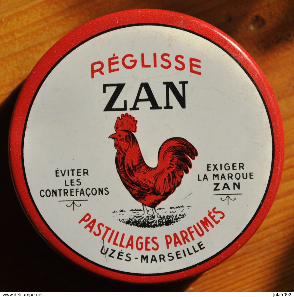 Ancienne Boite Pastilles Réglisse Zan Tôle Lithographiée Bonbon Uzès Marseille - Scatole