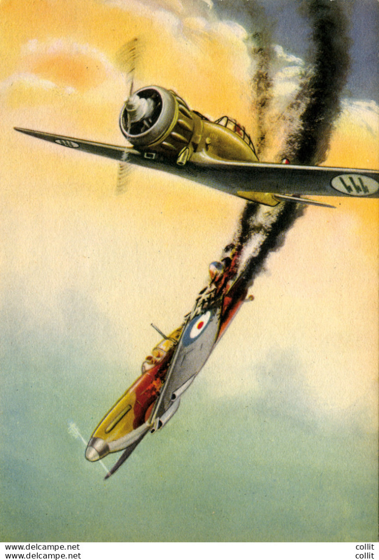 Aviazione - Cartolina Serie Arma Aeronautica "Spitfire Abbattuto" - Marcofilie (Luchtvaart)
