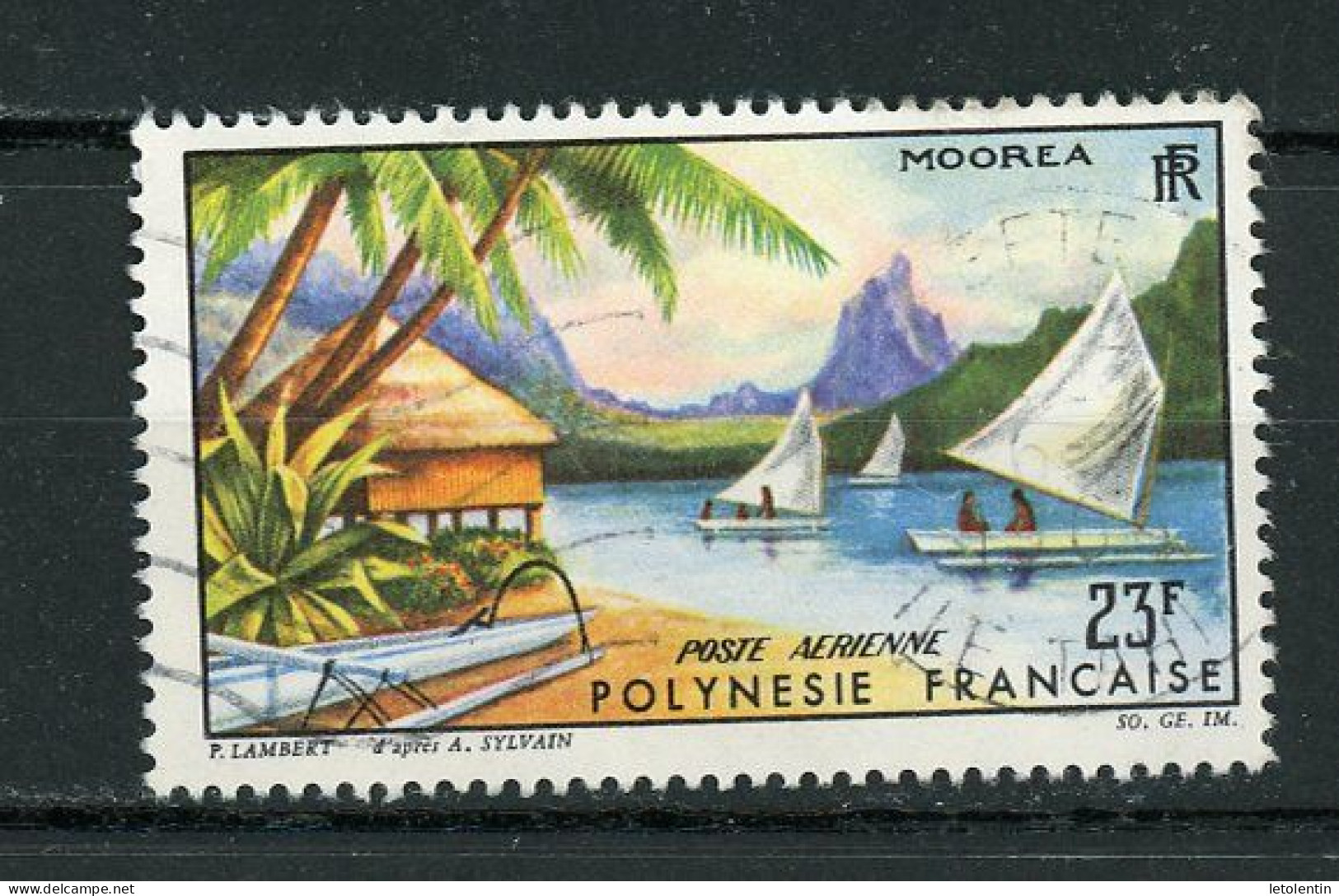 POLYNESIE - PAYSAGE - POSTE AERIENNE - N° Yt  9 Obli. - Oblitérés