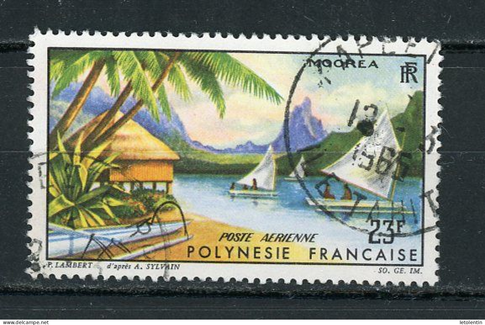 POLYNESIE - PAYSAGE - POSTE AERIENNE - N° Yt  9 Obli. - Gebruikt