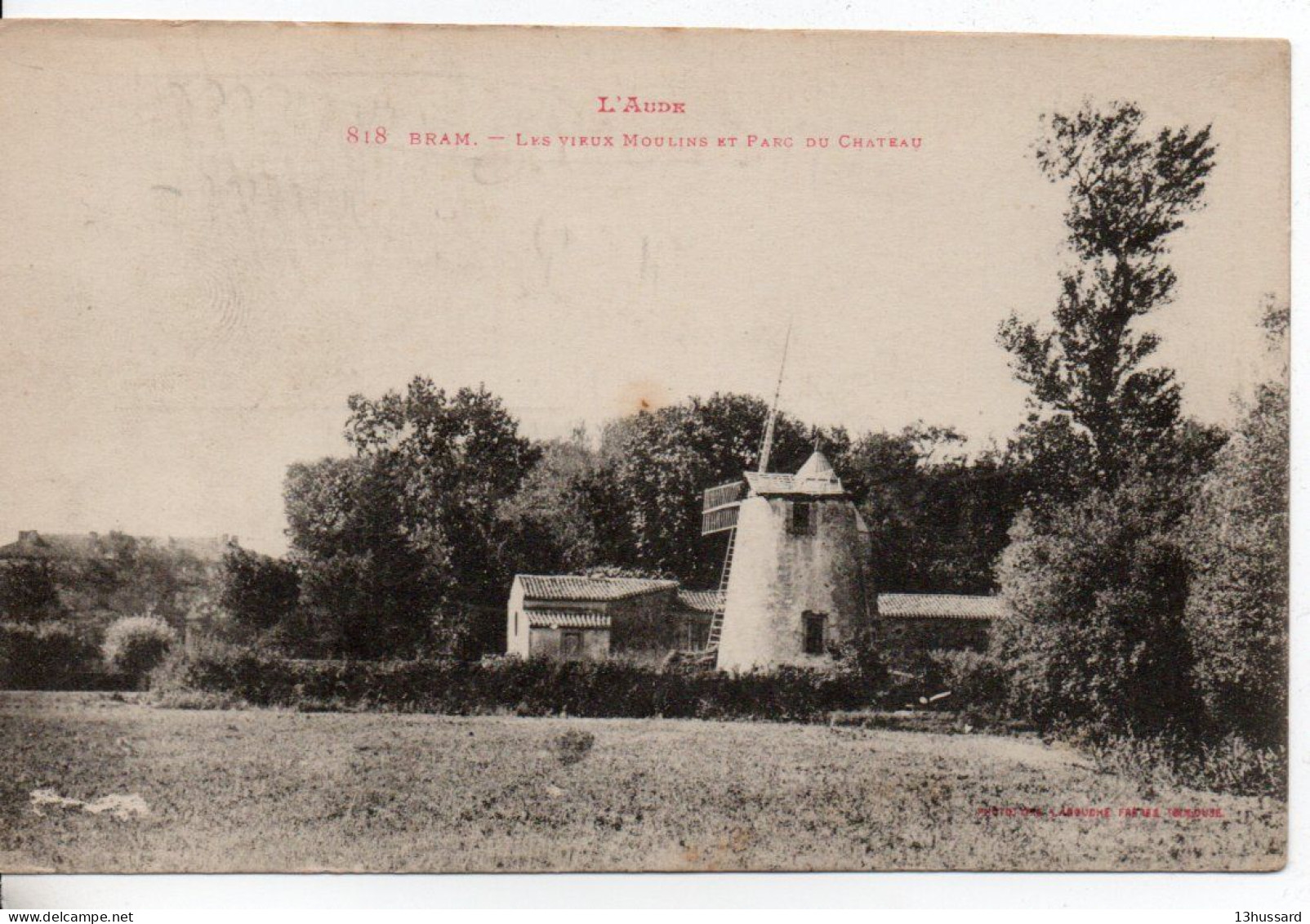 Carte Postale Ancienne Bram - Les Vieux Moulins Et Parc Du Château - Moulin à Vent - Bram