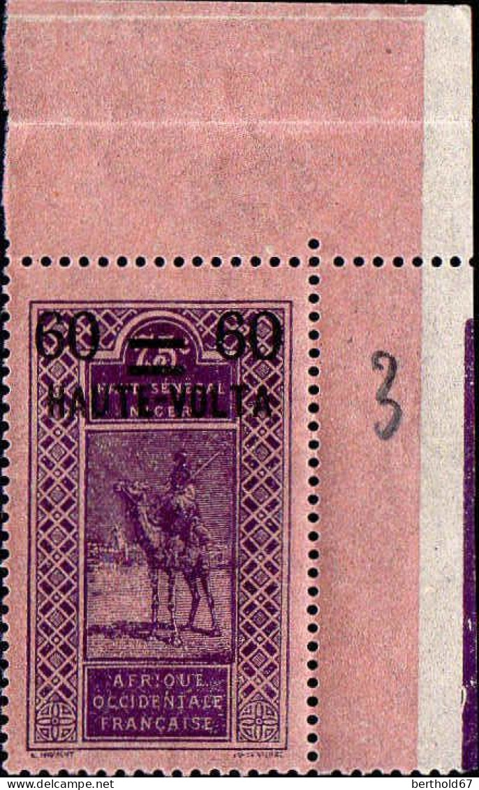 Hte-Volta Poste N** Yv:21 Mi:25 Méhariste Targui Coin D.feuille - Unused Stamps