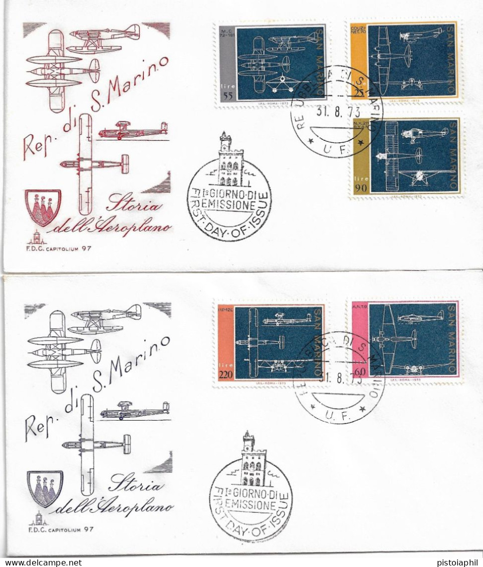 2 Fdc Capitolium STORIA AEROPLANO (1973); No Viaggiate - FDC