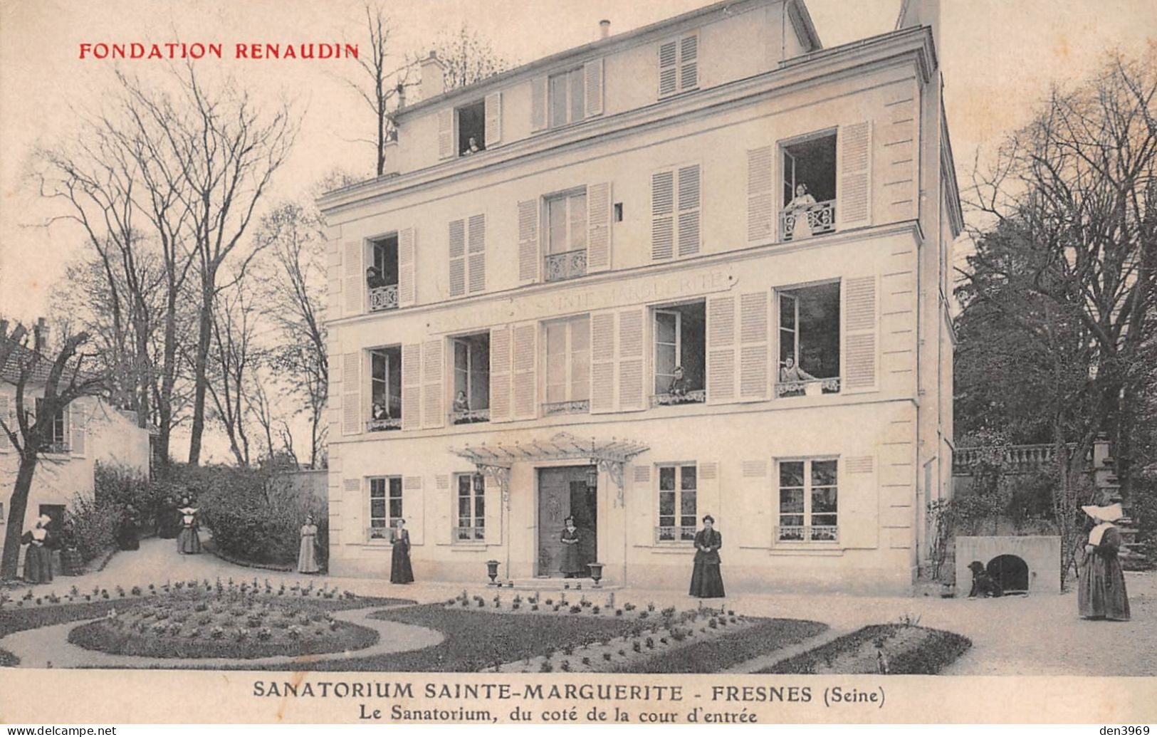 FRESNES (Val-de-Marne) - Fondation Renaudin - Le Sanatorium Sainte-Marguerite Côté Cour D'entrée - Voyagé 1913 (2 Scans) - Fresnes