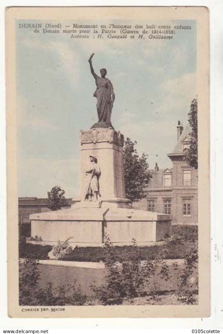 Carte France 59 - Denain - Monument En L'honneur Des Huit Cents Enfants Morts Pour La Patrie : PRIX FIXE - ( Cd070) - Oorlogsmonumenten