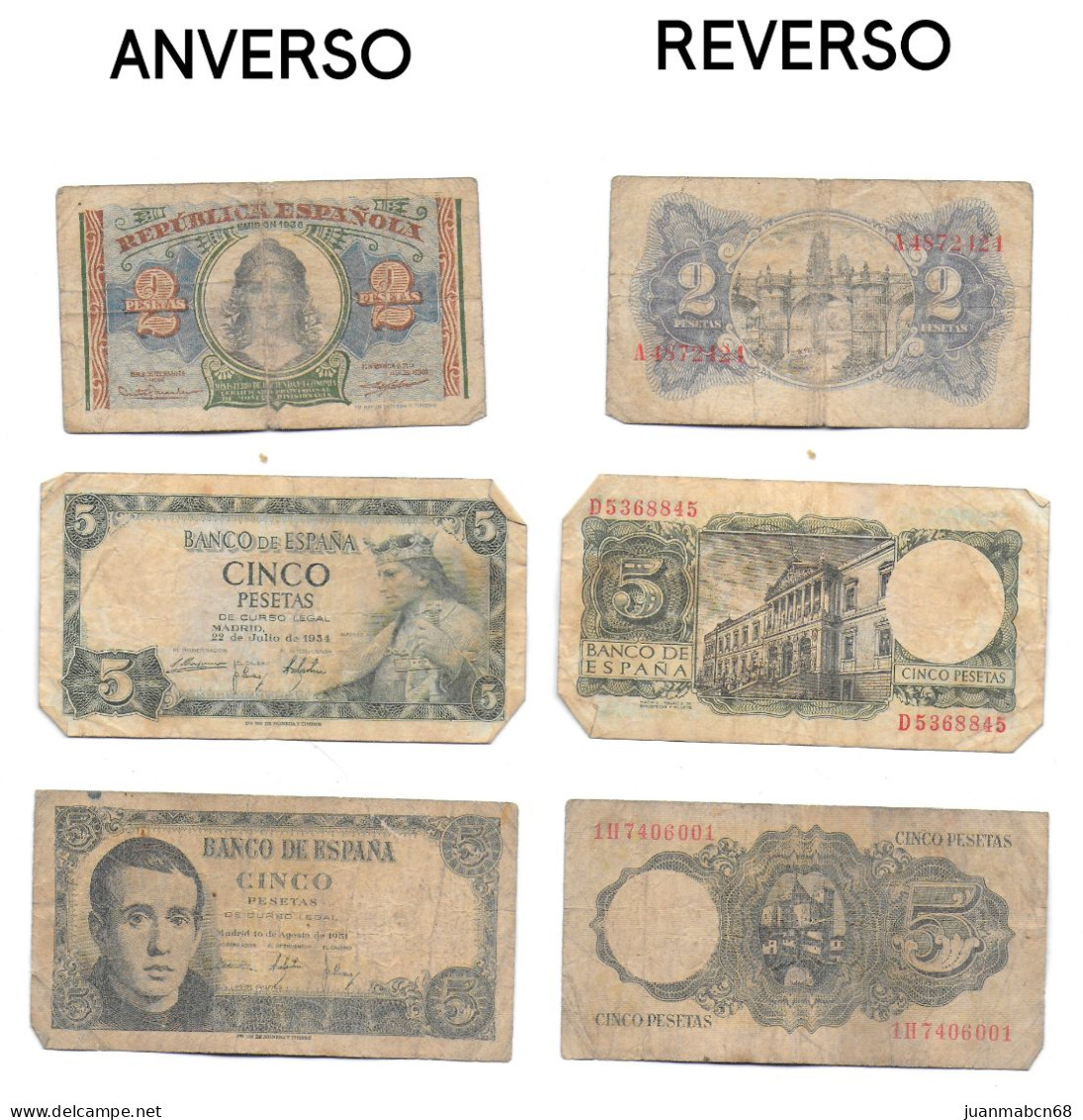 Coleccion De 19 Billetes De España (1931 / 1954) - Otros & Sin Clasificación