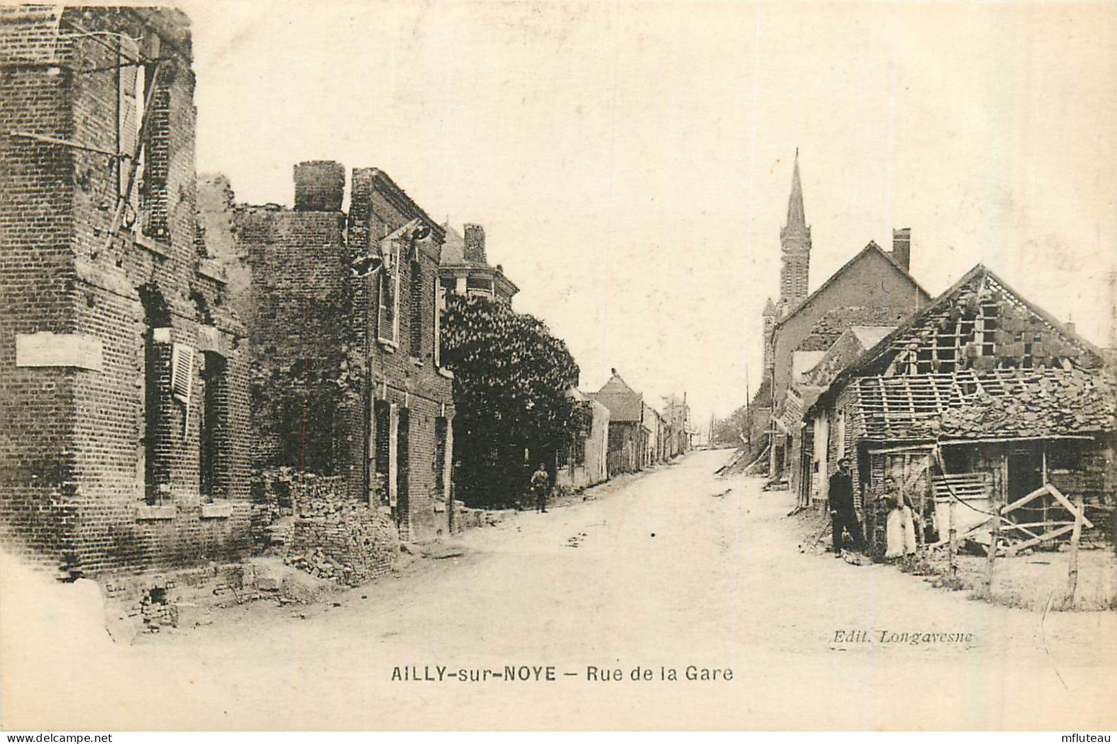 80* AILLY S/NOYE  Rue De La Gare - Ruines - WW1   RL31,0478 - Ailly Sur Noye