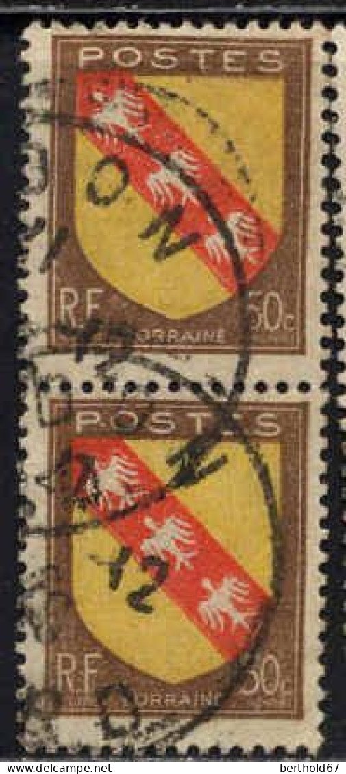 France Poste Obl Yv: 757 Mi:754 Lorraine Armoiries (Beau Cachet Rond) Paire - Gebraucht