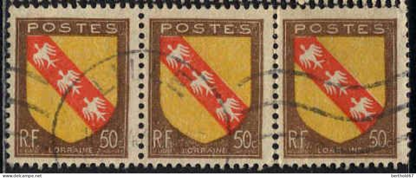 France Poste Obl Yv: 757 Mi:754 Armoiries De Lorraine 3 Se Tenant (cachet Rond) (Thème) - Stamps