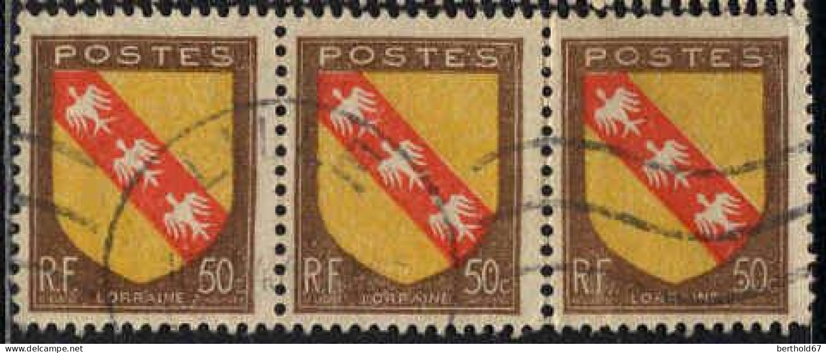 France Poste Obl Yv: 757 Mi:754 Armoiries De Lorraine 3 Se Tenant (cachet Rond) (Thème) - Postzegels