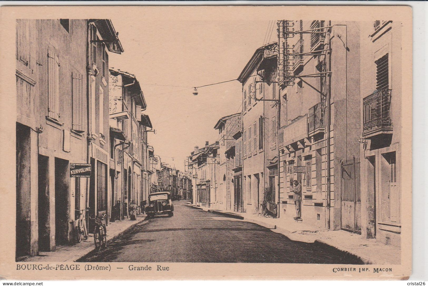 Bourg De Peage Grande Rue  Pub Vehicule Animée Ancien Bureau - Bourg-de-Péage