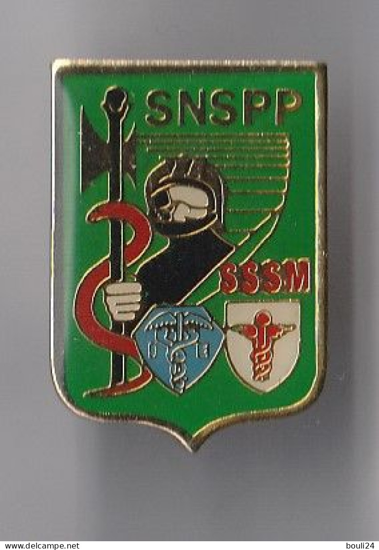 PIN'S BLASON THEME POMPIERS  SYNDICAT NATIONAL DES POMPIERS PROFESSIONNELS  SERVICE DE SANTE MEDICAL - Firemen