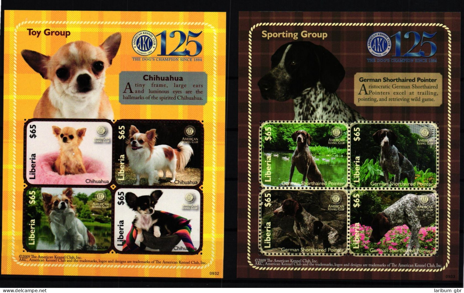Liberia 5643-5650 Postfrisch Kleinbogensatz / Hunde #KC647 - Liberia