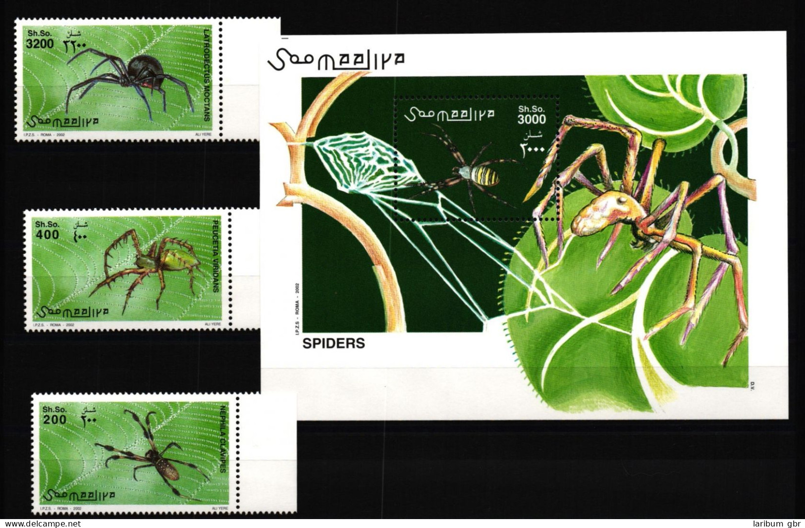 Somalia 991-993 Und Block 98 Postfrisch Insekten #KC672 - Somalie (1960-...)