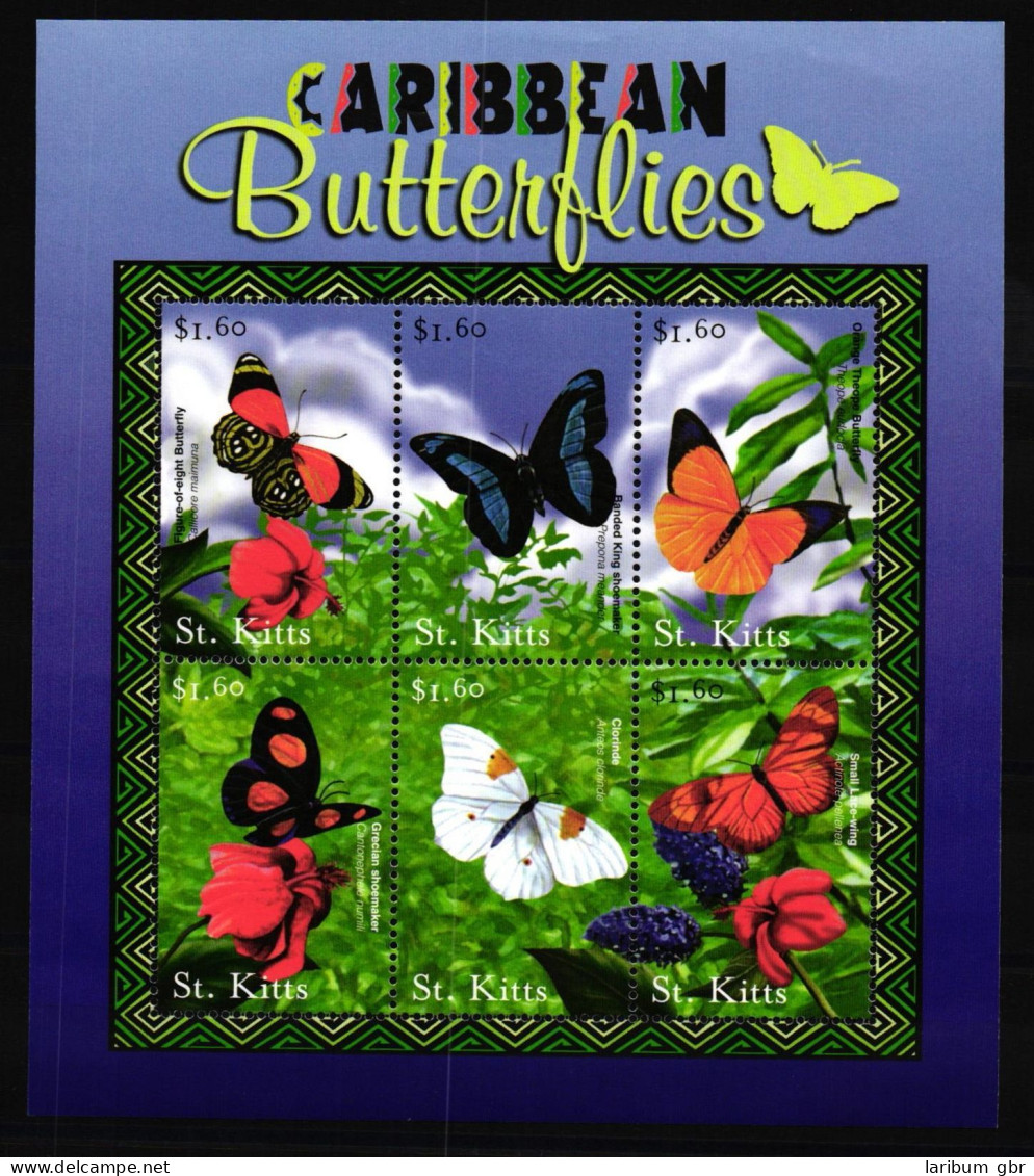 St. Kitts 565-570 Postfrisch Kleinbogen / Schmetterlinge #KC675 - St.Kitts-et-Nevis ( 1983-...)