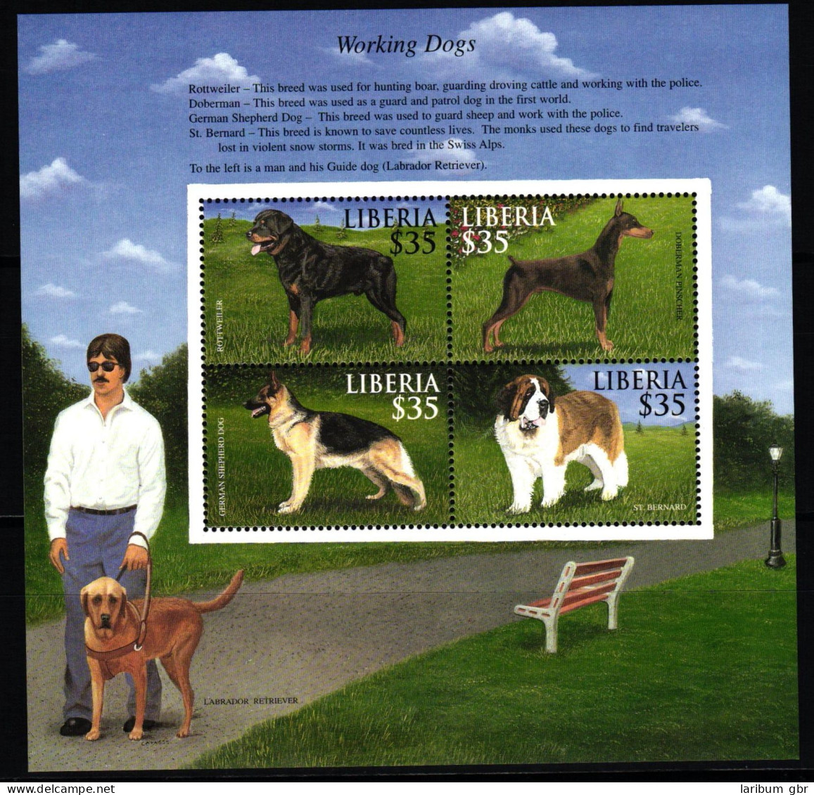 Liberia 2788-2791 Postfrisch Kleinbogen / Hunde #KC731 - Hoftiere