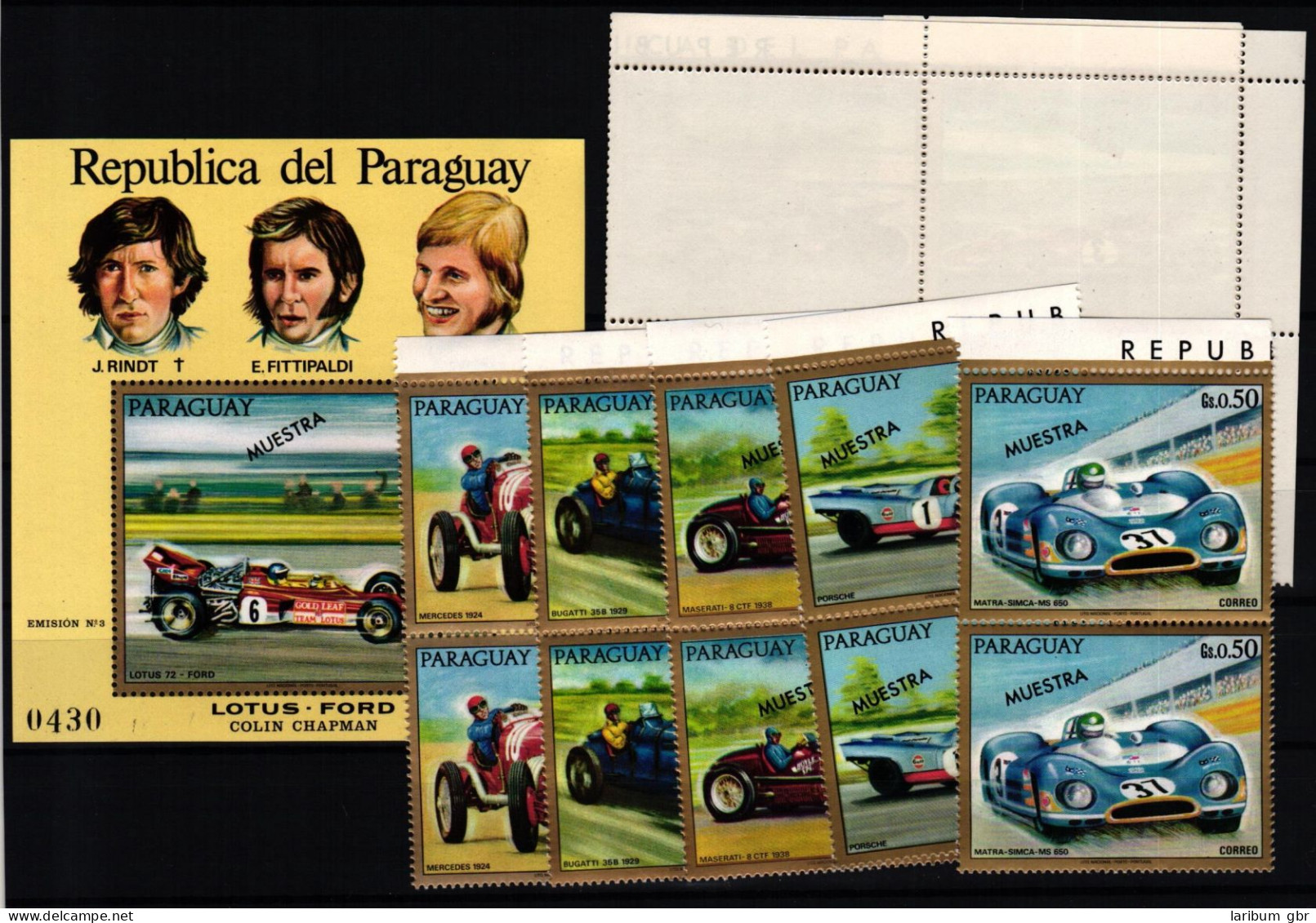 Paraguay 2287-2296 Und Block 180 Postfrisch Mit Aufdruck MUESTRA / Autos #KC756 - Paraguay