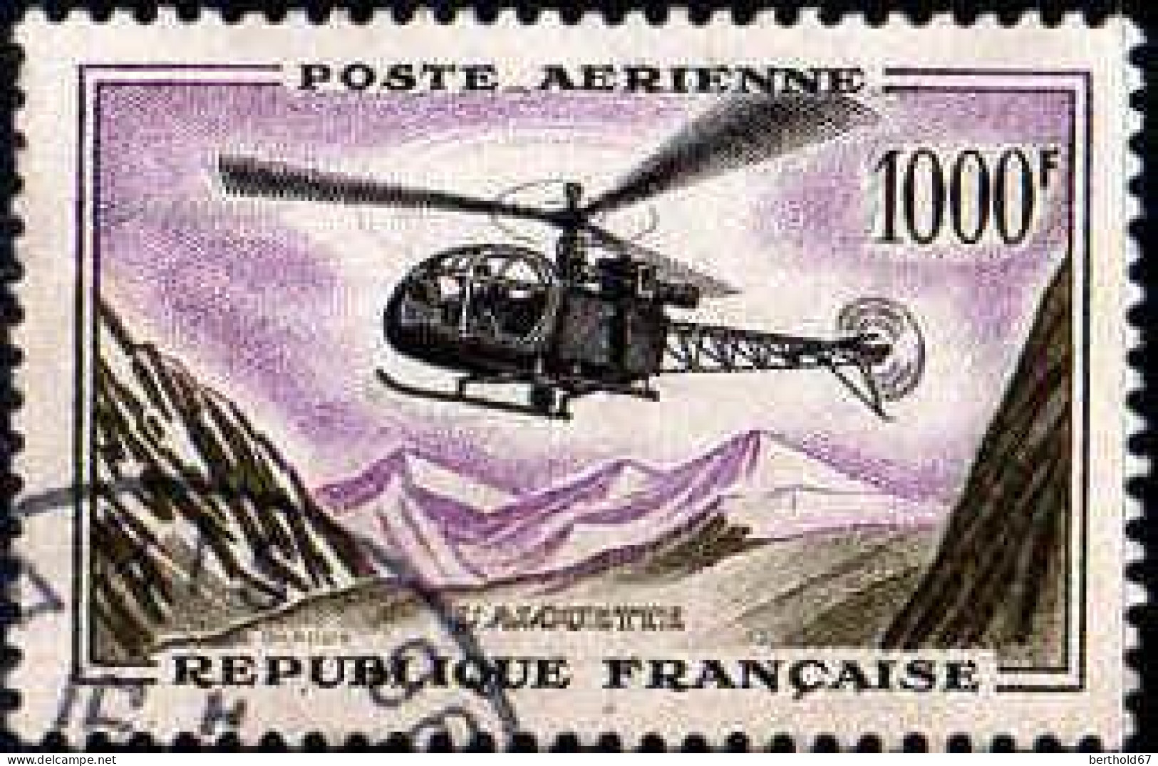 France Avion Obl Yv:37 Mi:1177 L'Alouette (Beau Cachet Rond) (Thème) - Hélicoptères