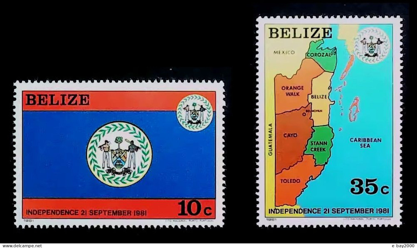 Belize 1981 Independence, National Flag And Map 2v MNH - Belize (1973-...)