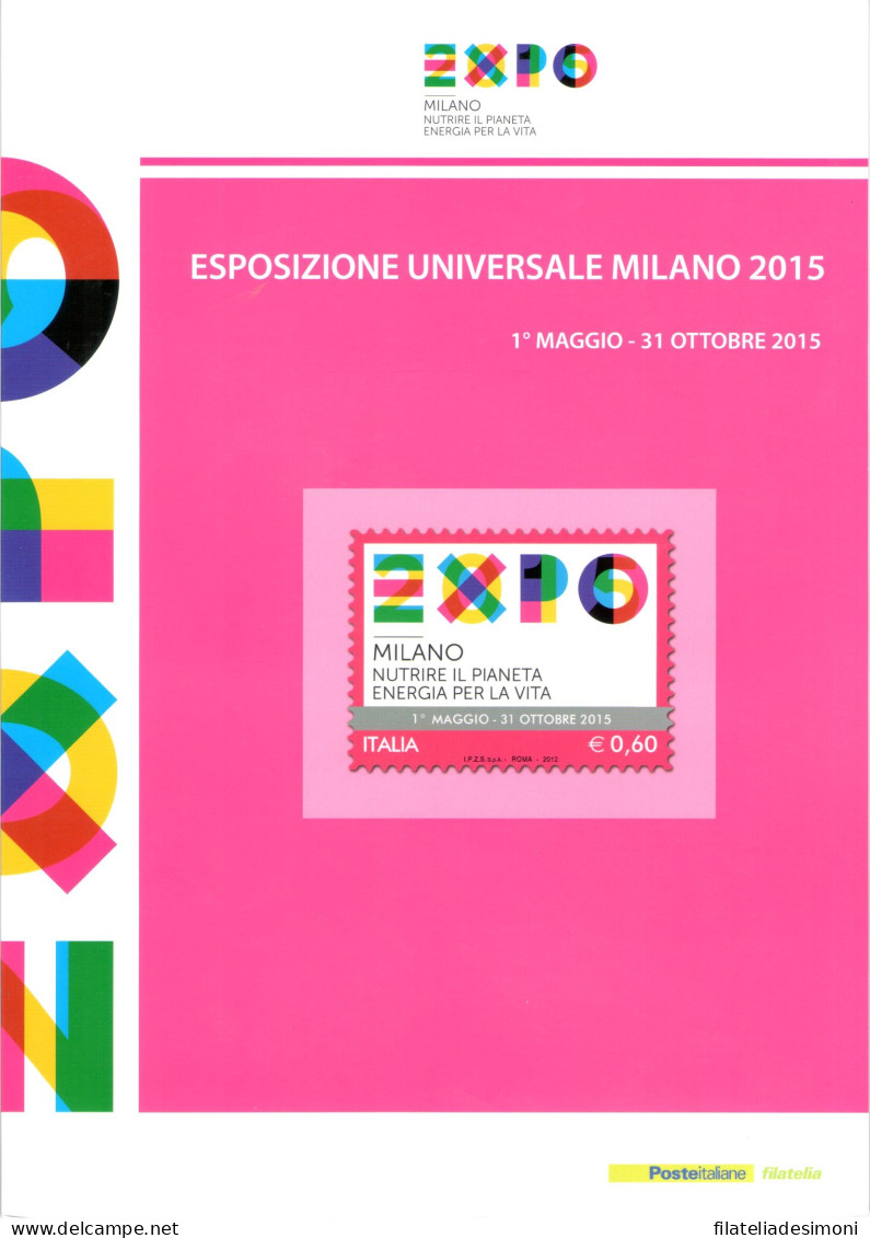2012 Italia - Repubblica, Folder - Expo Milano 2015 - MNH** - Presentation Packs