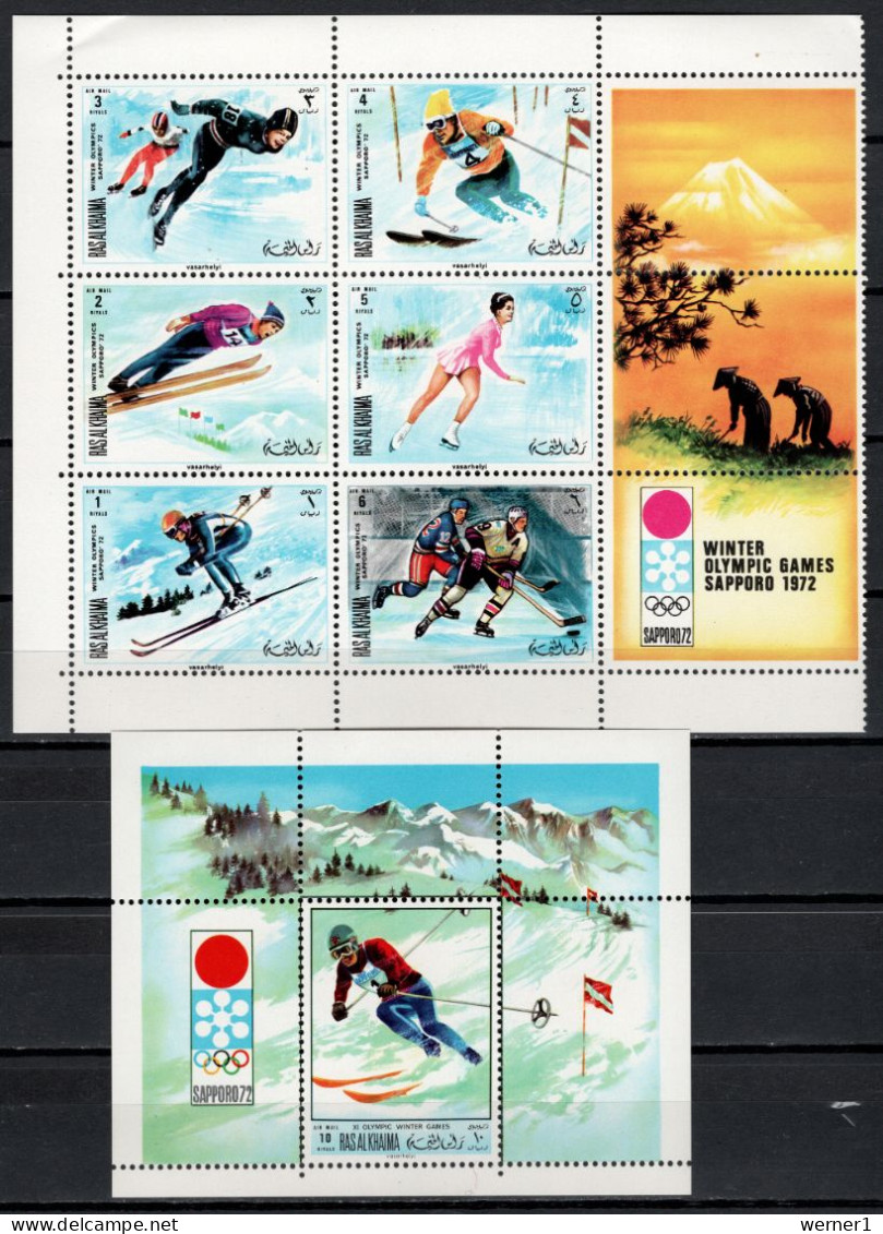 Ras Al Khaima 1970 Olympic Games Sapporo Block Of 6 + S/s MNH - Winter 1972: Sapporo