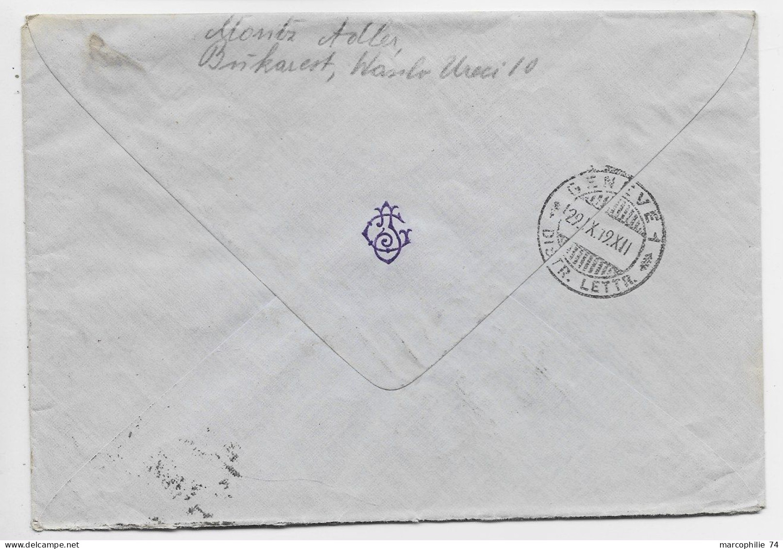 ROMANIA ROUMANIE 25 BANI PAIRE LETTRE COVER REC 1919 TO SUISSE - Covers & Documents