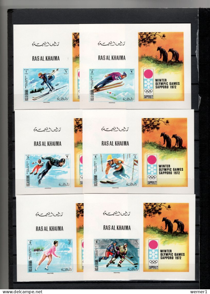 Ras Al Khaima 1970 Olympic Games Sapporo Set Of 6 S/s Imperf. MNH - Hiver 1972: Sapporo