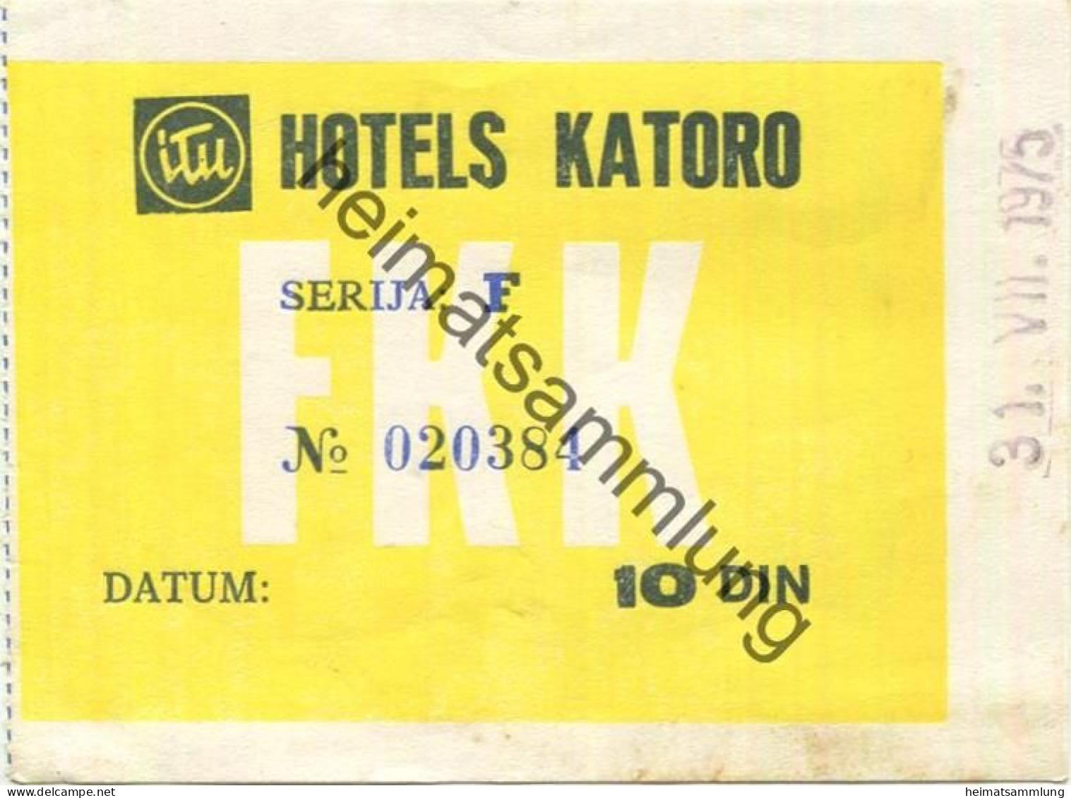 Kroatien - Istrien - Hotels Katoro - Eintrittskarte FKK 1975 - Biglietti D'ingresso