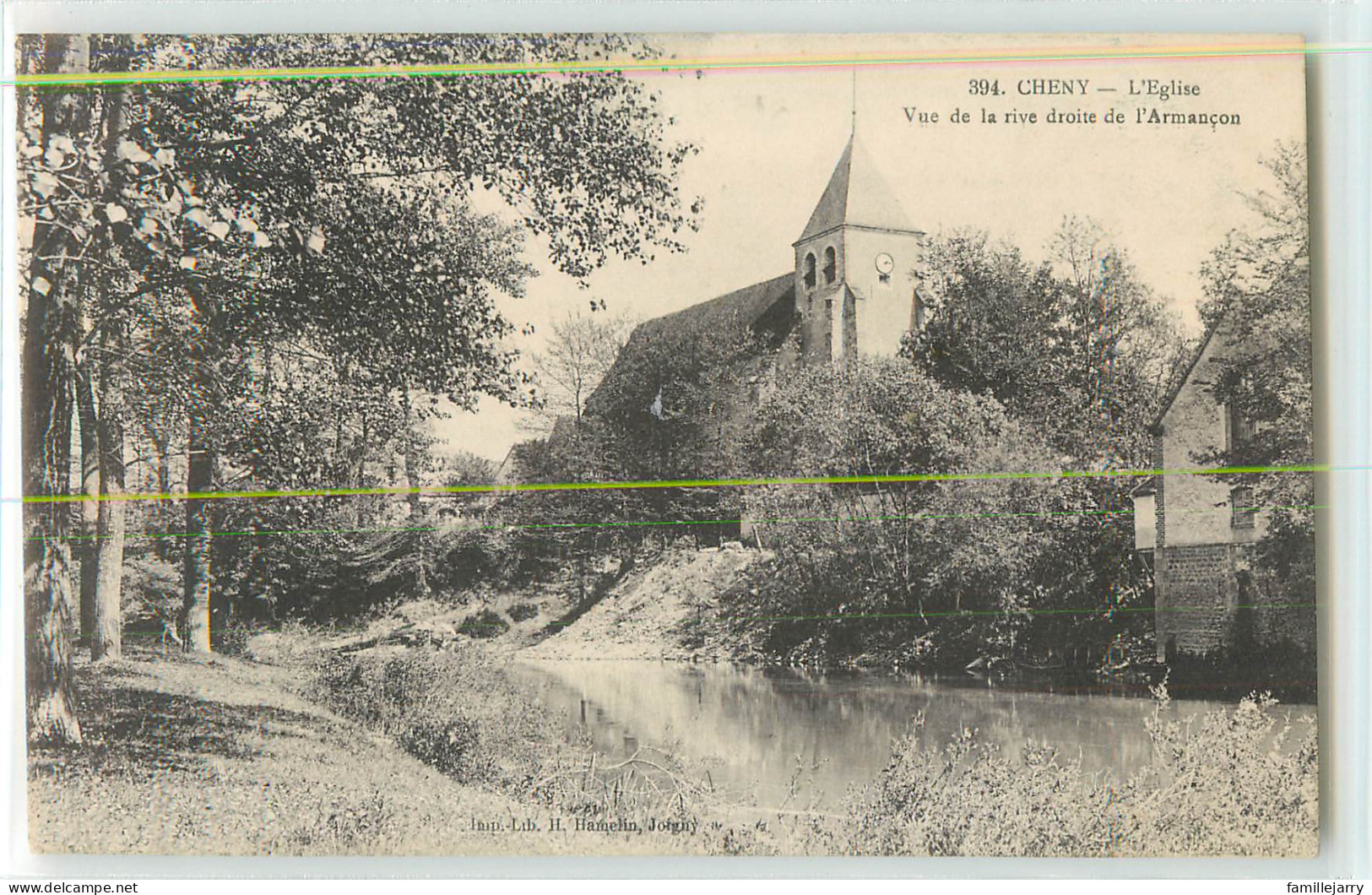 34470 - CHENY - L EGLISE VUE DE LA RIVE DROITE DE L ARMANCON - Cheny