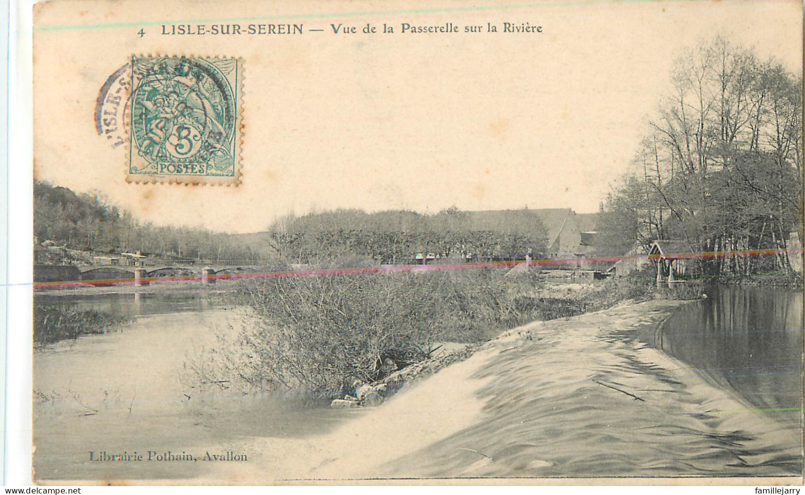 34132 - L ISLE SUR SEREIN - VUE DE LA PASSERELLE SUR LA RIVIERE - L'Isle Sur Serein