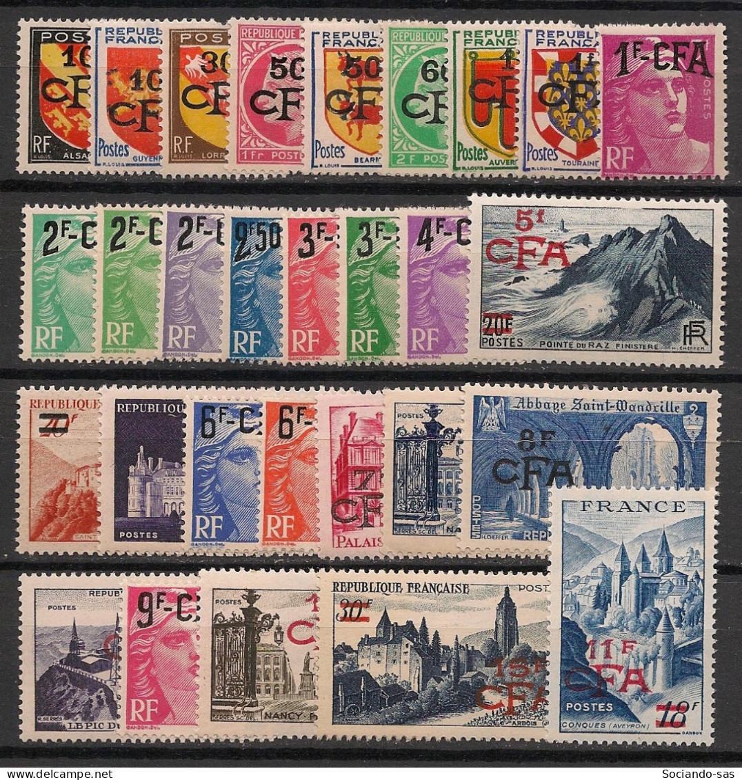 REUNION / CFA - 1949-52 - N°YT. 281 à 306 - Série Complète - Neuf Luxe ** / MNH / Postfrisch - Neufs