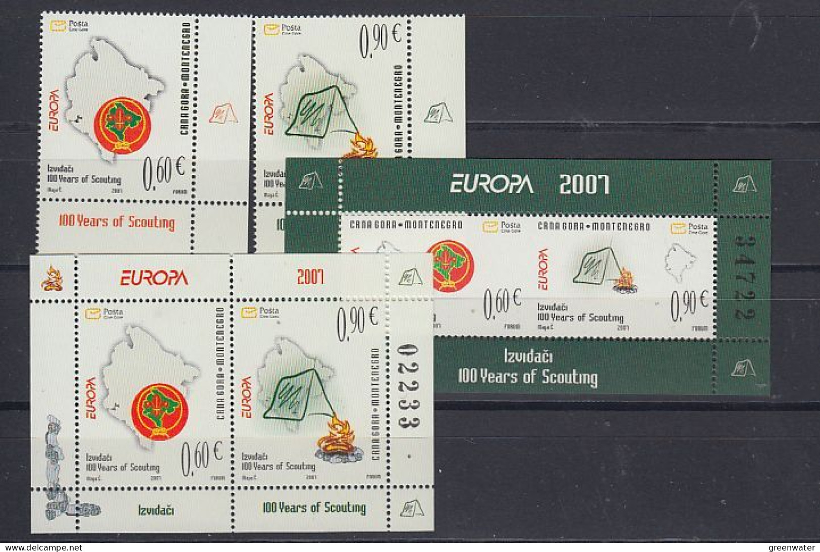 Europa Cept 2007 Montenegro 2v + M/s + Booklet Pane  ** Mnh (59339) - 2007