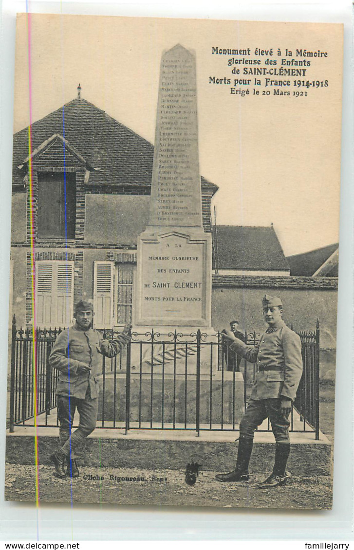 35853 - SAINT CLEMENT - MONUMENT ELEVE A LA MEMOIRE GLORIEUSE DES ENFANTS DE / MORTS POUR LA FRANCE 1914-1918 ERIGE LE 2 - Saint Clement
