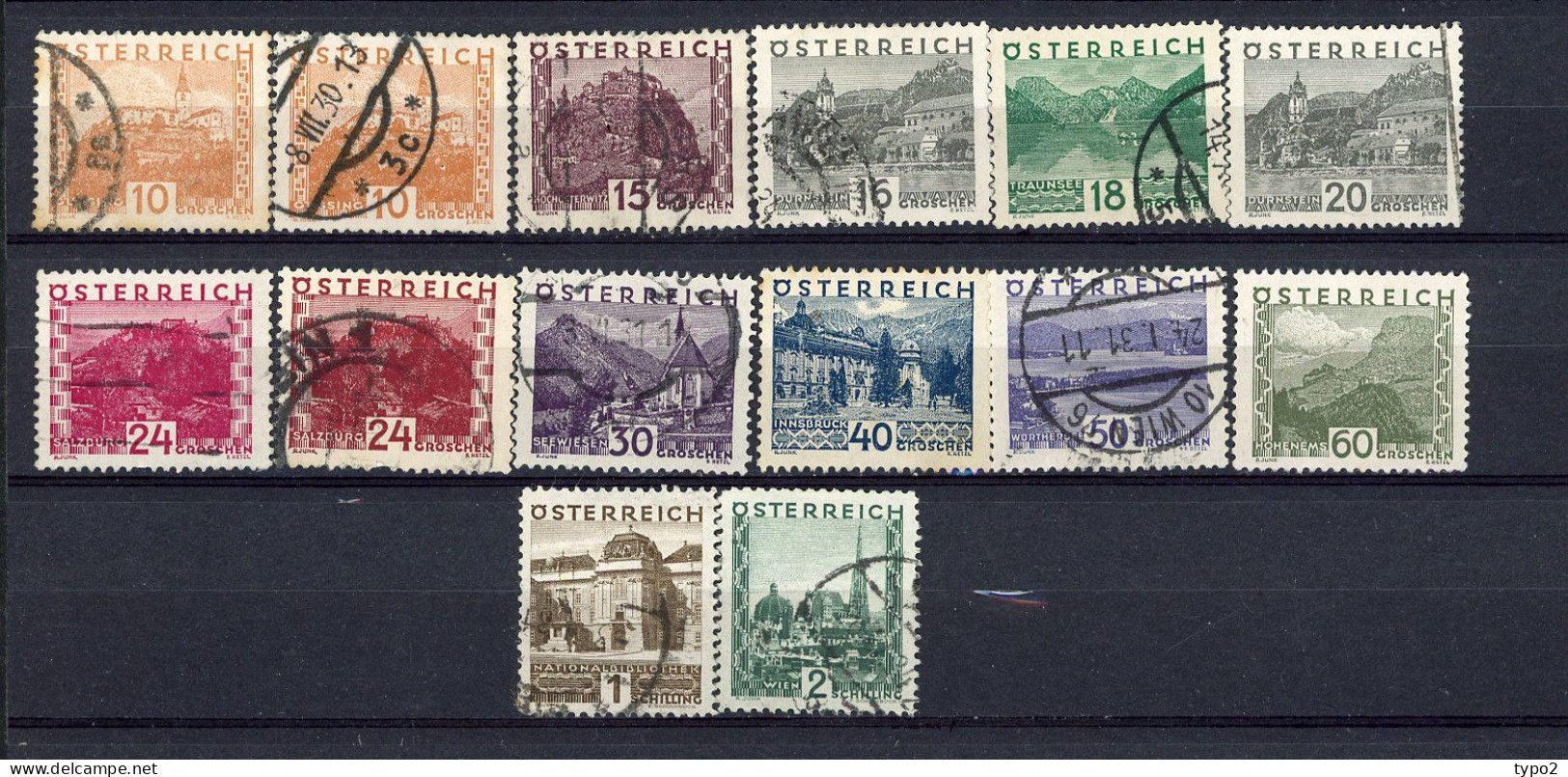 AUTRICHE - 1929  Yv. N° 378 à 389,378a, 383a Complet  O/ *  Paysages Cote 19,5 Euro  BE  2 Scans - Gebruikt