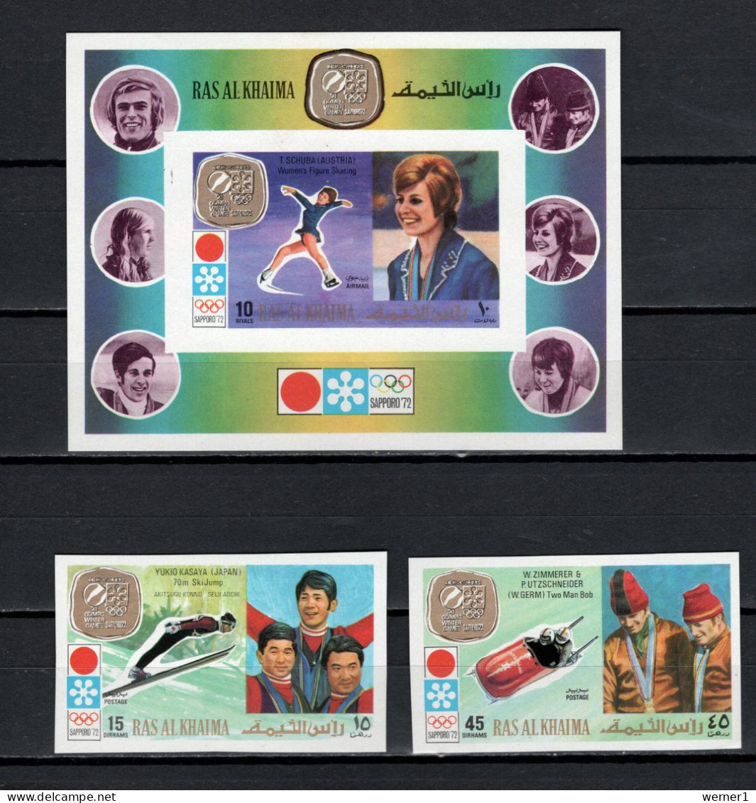 Ras Al Khaima 1972 Olympic Games Sapporo, Medal Winners 2 Stamps + S/s Imperf. MNH - Hiver 1972: Sapporo