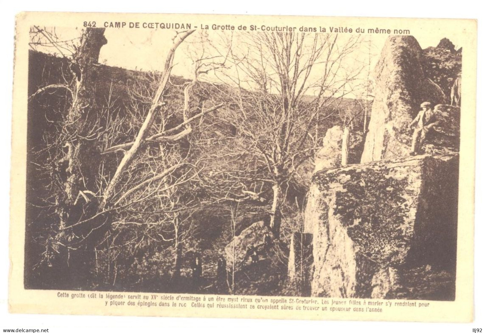 CPA 56 - 842. CAMP DE COETQUIDAN - La Grotte De St-Couturier Dans La Vallée Du Même Nom - Vue Peu Courante - Guer Coetquidan