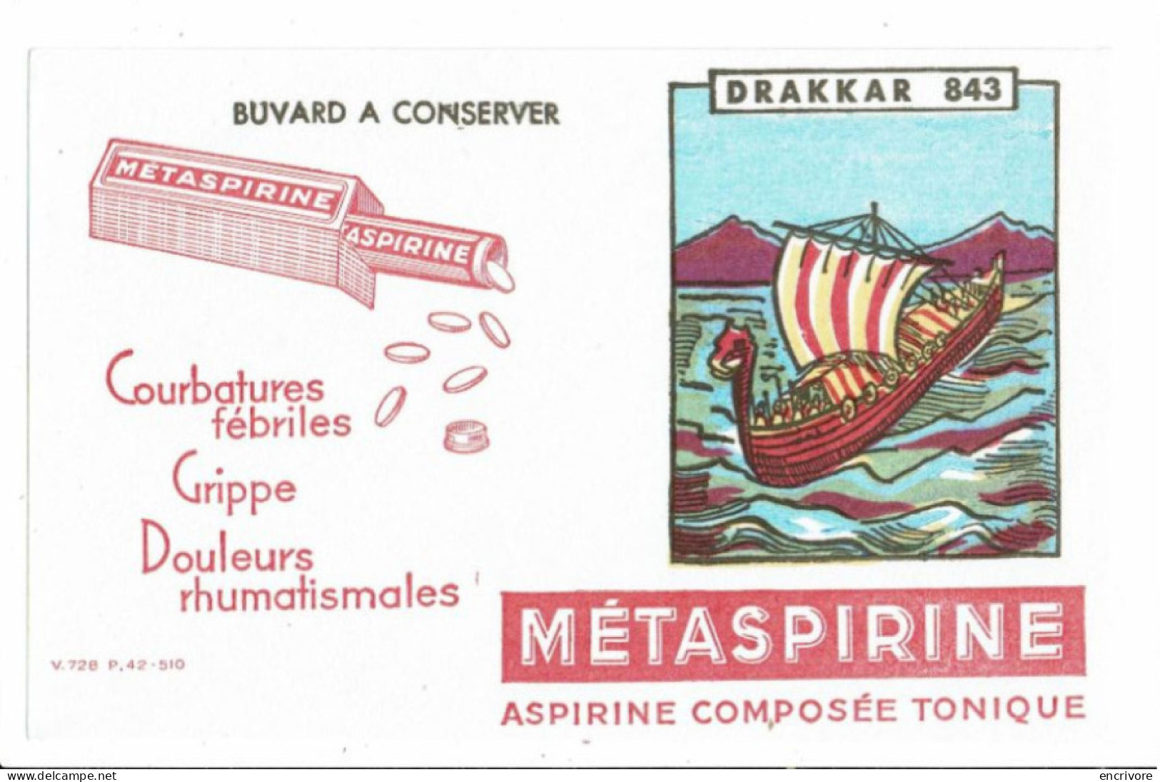 3 Buvard METASPIRINE Bateau Clipper 1830 Drakkar 843 Caravel 1492 - Chemist's