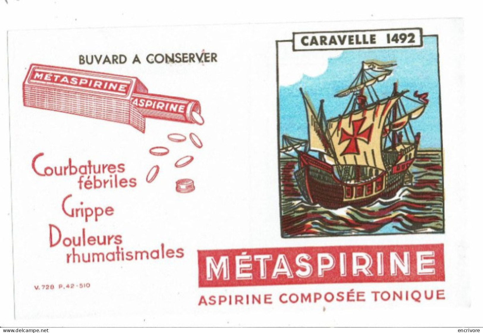 3 Buvard METASPIRINE Bateau Clipper 1830 Drakkar 843 Caravel 1492 - Drogerie & Apotheke