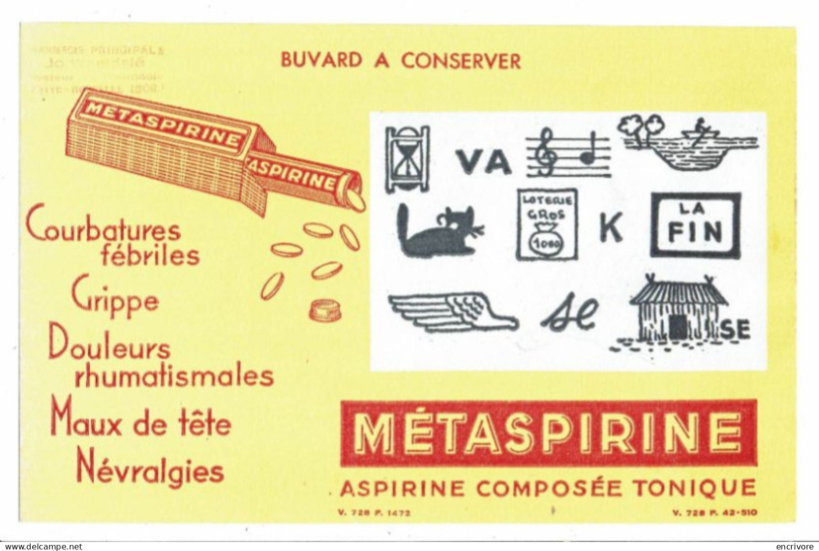 2 Buvard METASPIRINE Rébus Proverbes - Droguerías